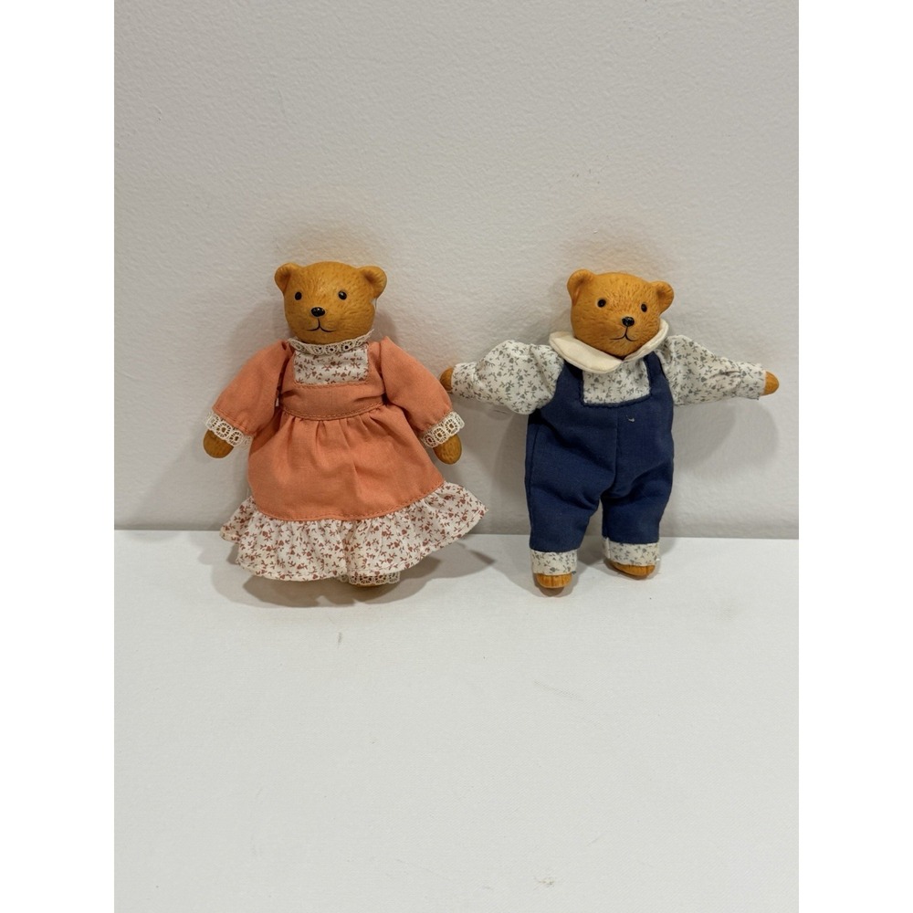Vintage Russ Berrie Porcelain Bear Stuffed Body Boy &Girl Bear